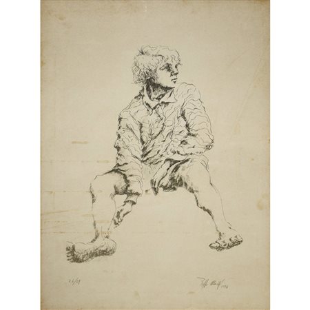 Pippo Made' (Palermo 1936)  - Ragazzo a piedi scalzi, 1974