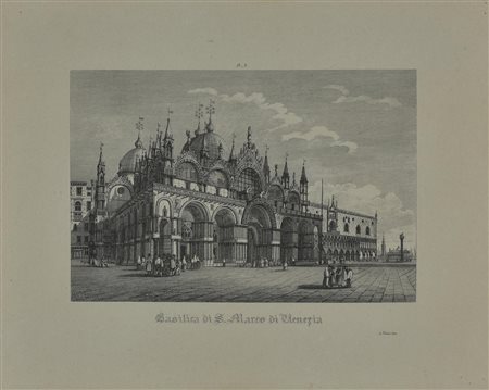 Anonimo BASILICA DI SAN MARCO A VENEZIA stampa su carta, cm 35x42