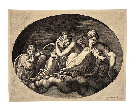 Antonio Lafréry (1512 - 1577) Venere, due dee e due putti incisione su carta...