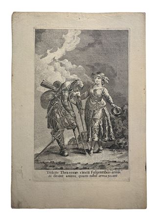 Arlecchino reduce di guerra XVIII - XIX secolo incisione su carta 309 x 194...