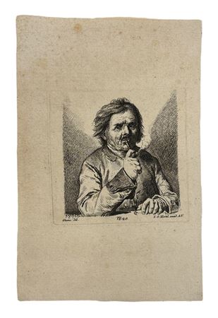 Johann Gottlieb Glume (1711 - 1778) Fumatore di pipa incisione su carta...