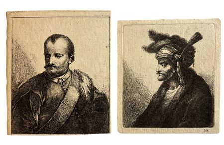 Lotto di 2 fogli XVIII secolo incisione su carta 87 x 76mm; 105 x 85mm Una...