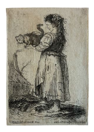 Martin Johann Kremser - Schmidt (1718 - 1801) Fanciulla con gatto 1761...
