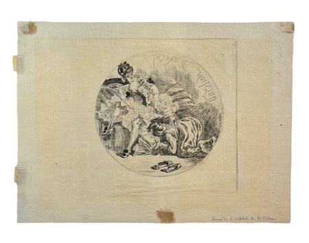 Félicien Rops (1833 - 1898) Question d'Orient heliogravure Diametro 135mm...