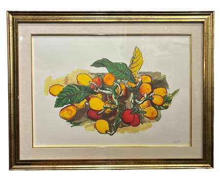 Renato Guttuso (1911 - 1987) Natura morta con limoni litografia su carta 50 x...