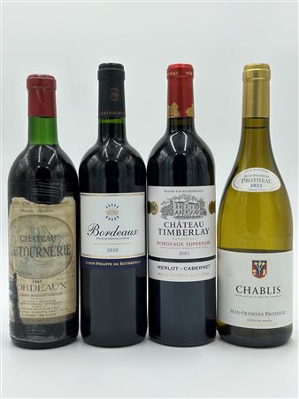  
Château La Tournerie - Bordeaux Baron Philippe De Rothschild - Chablis Jean Francois Protheau - Château Timberlay 1967-2020-2021-2021
Francia-Varie 0,75