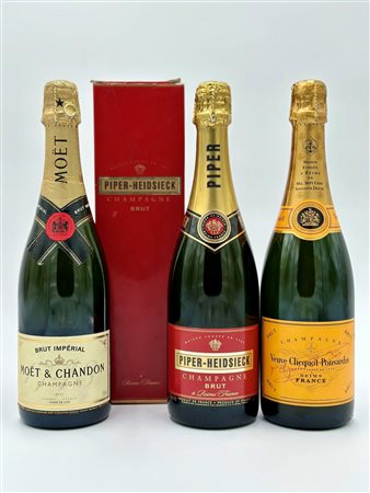  
Moët & Chandon Brut Impérial - Veuve Clicquot Brut - Piper Heidsieck Cuvée Brut 
Francia-Champagne 0,75