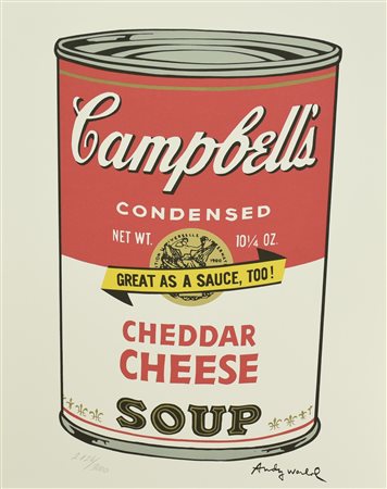 D'apres Andy Warhol CAMPBELL CHEDDAR CHEESE SOUP fotolitografia su carta, cm...