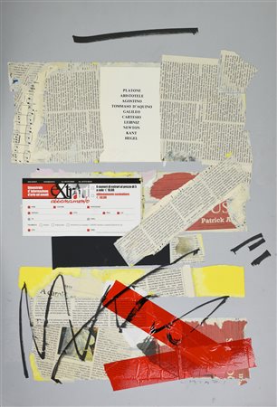 Giuseppe Chiari SENZA TITOLO collage su cartoncino, cm 70x50 firma L'opera e'...