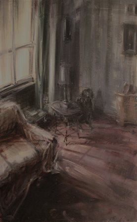 PAPETTI Alessandro (Milano 1958) Interno con cane, 1999 olio su tela cm. 105...