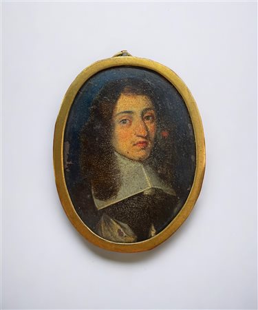  
Ritratto di Gentiluomo Scuola francese, fine XVII secolo
olio su rame 7,3 x 5,8cm