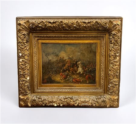 Johann Baptist Heinefetter (1815 - 1902) 
Scena dalla Guerra Franco - Prussiana 
olio su tela 32 x43 cm