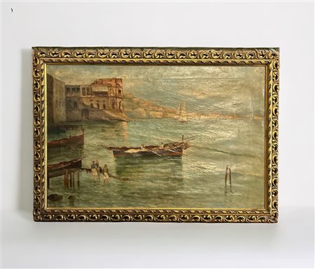 Carmine Acceso (XX secolo - ) 
Veduta di Napoli da Mergellina 
olio su tela 40 x 60 cm