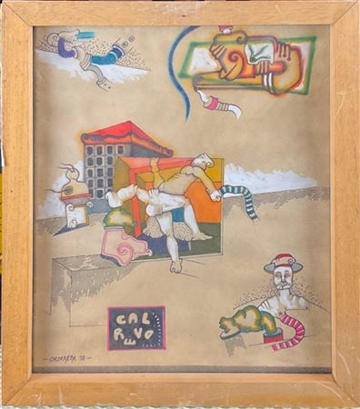 Antonio Caldarera "Re calvo" 1974
tecnica mista su carta
cm 25x20,5
firmato e da