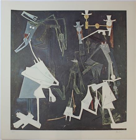 Wifredo Lam Cartella contenente tre stampe offset a colori di soggetto e misure