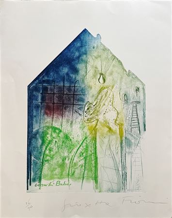 Giosetta Fioroni "Casa di Baba" 
acquaforte e acquatinta a colori
cm 76x56
firma