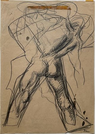 Mario Sironi "Studio di Figura" 1939 circa matita grassa e matita su cartacm 33x23