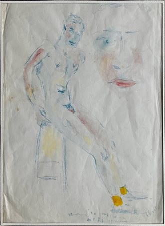 Filippo De Pisis "Figura e ritratto" 1935Acquerello, pastello e matita su carta