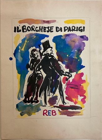 Franco Rognoni "Il borghese di Parigi / Figure" 
due bozzetti su un unico foglio