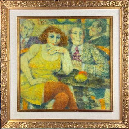 Remo Squillantini "Al caffè" 1987
olio su compensato
cm 50x50
firmato in alto a