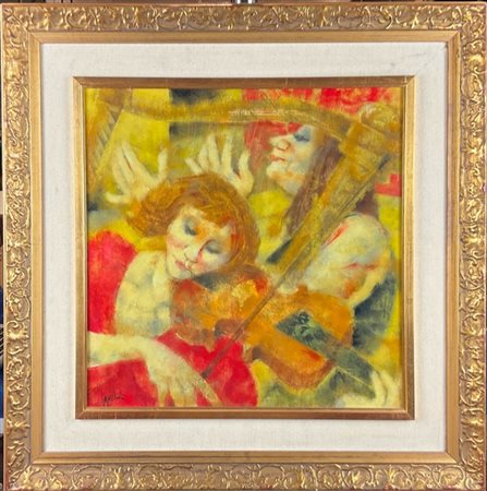 Remo Squillantini "Concerto" 1987olio su tavolacm 40x40firmato in basso a sin