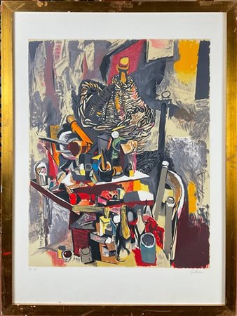 Renato Guttuso "Senza titolo" 
litografia a colori - prova d'artista
cm 75x55
fi