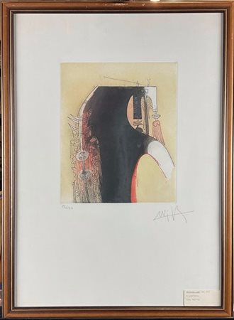 Wifredo Lam "Senza titolo" 
acquaforte e acquatinta a colori
(lastra cm 29,5x24;