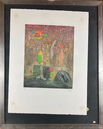 Roberto Matta "Poissonages" 1981
acquaforte e acquatinta a colori
(lastra cm 40x