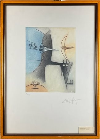 Wifredo Lam "Senza titolo" 
acquaforte e acquatinta a colori
(lastra cm 31,5x24;