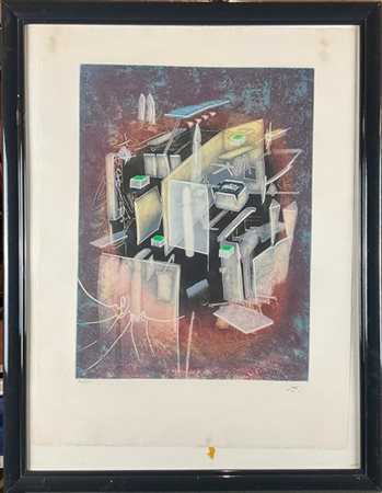 Roberto Matta "Etre hommonde" 1977
acquaforte e acquatinta a colori
(lastra cm 4