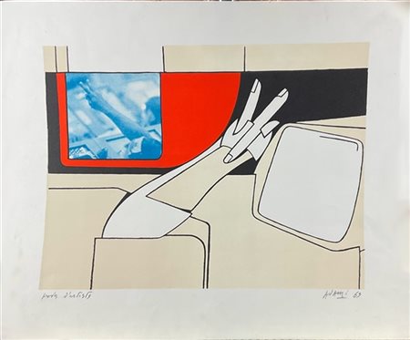 Valerio Adami "Senza titolo" 1963
litografia a colori - prova d'artista
cm 50x60