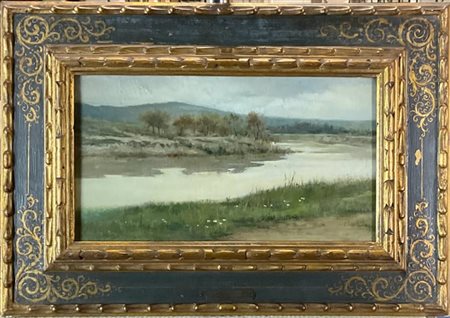 Lorenzo Cecconi "Il Tevere" 
olio su tela (cm 23x41)
iscrizione per dedica e fir