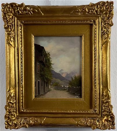 Costantino Prinetti (Attribuito)

"Scorcio di paese sul Lago Maggiore" 
olio su