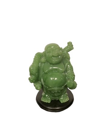 Budai in vetro verde 
Cina, secolo XX
(h cm 8)