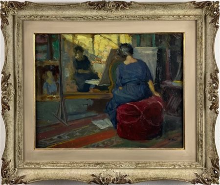 Antonio Piatti "La modella allo specchio" 1923
olio su cartone (cm 36x47)
Reca f