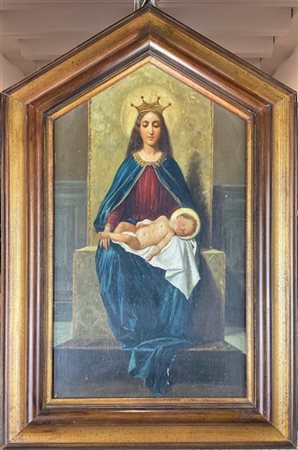 Ignoto della fine del secolo XIX

"Madonna in trono con Bambino" 
olio su compe