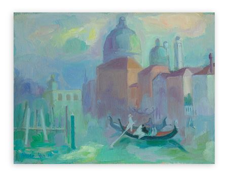 ALFREDO MANTICA (1903-1996) - La gondola degli sposi a Venezia, 1979