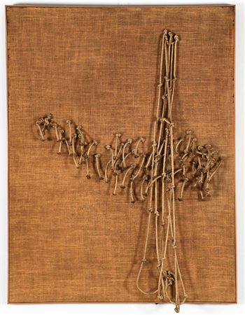 JACK CLEMENTE 1926 - 1976 " Ritual ", 1967 Corde applicate su tela di juta,...