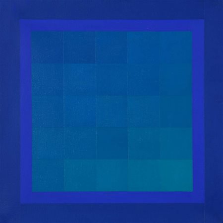 HUGO DEMARCO 1932 - 1995 " Armonia blu - verde ", 1975 Acrilico su tela, cm....