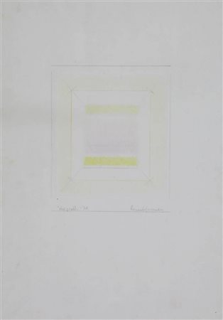 RICCARDO GUARNERI 1933 " Due gialli ", 1972 Tecnica mista su carta, cm. 20 x...