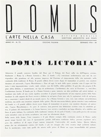 Ponti Gio, Domus. L'arte nella casa. Rivista mensile. Milano: Editoriale...