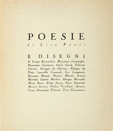 Ponti Lisa, Poesie [...] e disegni... [Milano: Alfieri e Lacroix, 1941]....