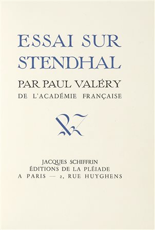 Valéry Paul, Essai sur Stendhal. Paris: Jacques Schiffrin Éditions de la...