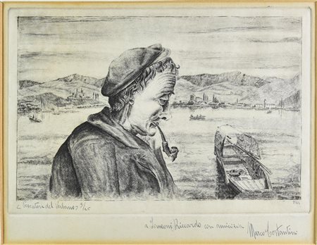 Marco Costantini PESCATORE DEL VERBANO, 1944 acquaforte-acquatinta, cm...