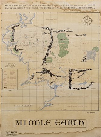 MAPPA DELLA TERRA DI MEZZO DI JOHN RONALD REUEL TOLKIEN