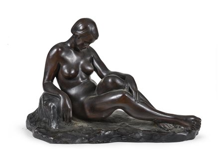 BRONZO NUDO DI DONNA DISTESA F.TO R. ADAM