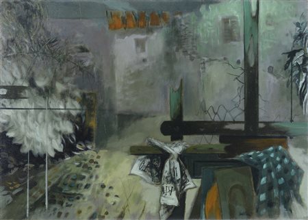 DIPINTO CORTILE DI ALBERTO CAVALLARI, 1966