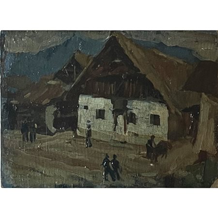 Carlo Pizzini, Paesaggio (anni ’30), olio su cartone, cm 14x19