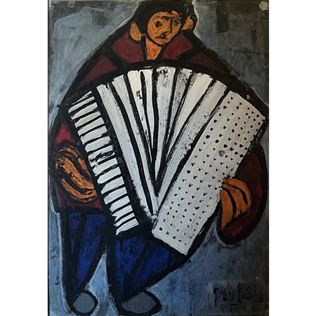 Marco Berlanda, Uomo con fisarmonica (1985), tecnica mista, cm 63x47