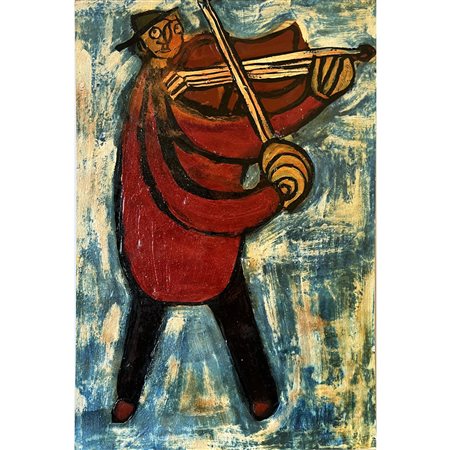 Marco Berlanda, Violinista in rosso (1984), tecnica mista, cm 62,5x41,5....